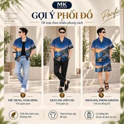 Set Bộ lụa Nam Pacific MKCLEVER chất lụa mịn mát, thoáng mát, co giãn, form dáng thoải mái, trẻ trung 4