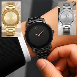 Đồng Hồ Nam Mặt Tối Giản Dây Thép Không Gỉ Máy Quartz Sang Trọng Thanh Lịch 3 màu Đen, Vàng, Bạc - DH305 1