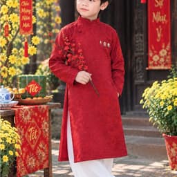 Áo dài cách tân bé trai MINH NAM, áo dài Tết cho bé trai 2026, vải gấm mềm - 2 màu - Áo dài Ngọc Diệp - ND26.48 8
