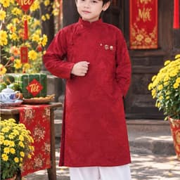Áo dài cách tân bé trai MINH NAM, áo dài Tết cho bé trai 2026, vải gấm mềm - 2 màu - Áo dài Ngọc Diệp - ND26.48 6