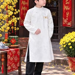 Áo dài cách tân bé trai MINH NAM, áo dài Tết cho bé trai 2026, vải gấm mềm - 2 màu - Áo dài Ngọc Diệp - ND26.48 5