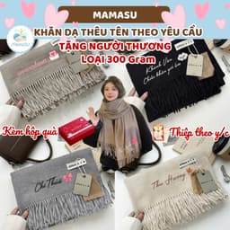 (THÊU TÊN) Khăn Len Dạ Cao Cấp Thêu Tên Theo Yêu Cầu Khăn Choàng Cổ Quà Tặng Bạn Trai Bạn Gái Valentine 65*200cm 1