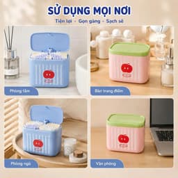 Hộp Đựng Tăm Bông Quả Táo Cute – Nắp Bật Tự Động Nhấn Nhè NhẹHộp Đựng Tăm Bông Trái Táo Pastel – Thiết Kế Nắp Bật 4