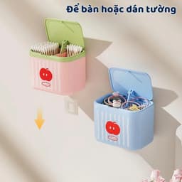Hộp Đựng Tăm Bông Quả Táo Cute – Nắp Bật Tự Động Nhấn Nhè NhẹHộp Đựng Tăm Bông Trái Táo Pastel – Thiết Kế Nắp Bật 3