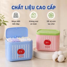 Hộp Đựng Tăm Bông Quả Táo Cute – Nắp Bật Tự Động Nhấn Nhè NhẹHộp Đựng Tăm Bông Trái Táo Pastel – Thiết Kế Nắp Bật 5