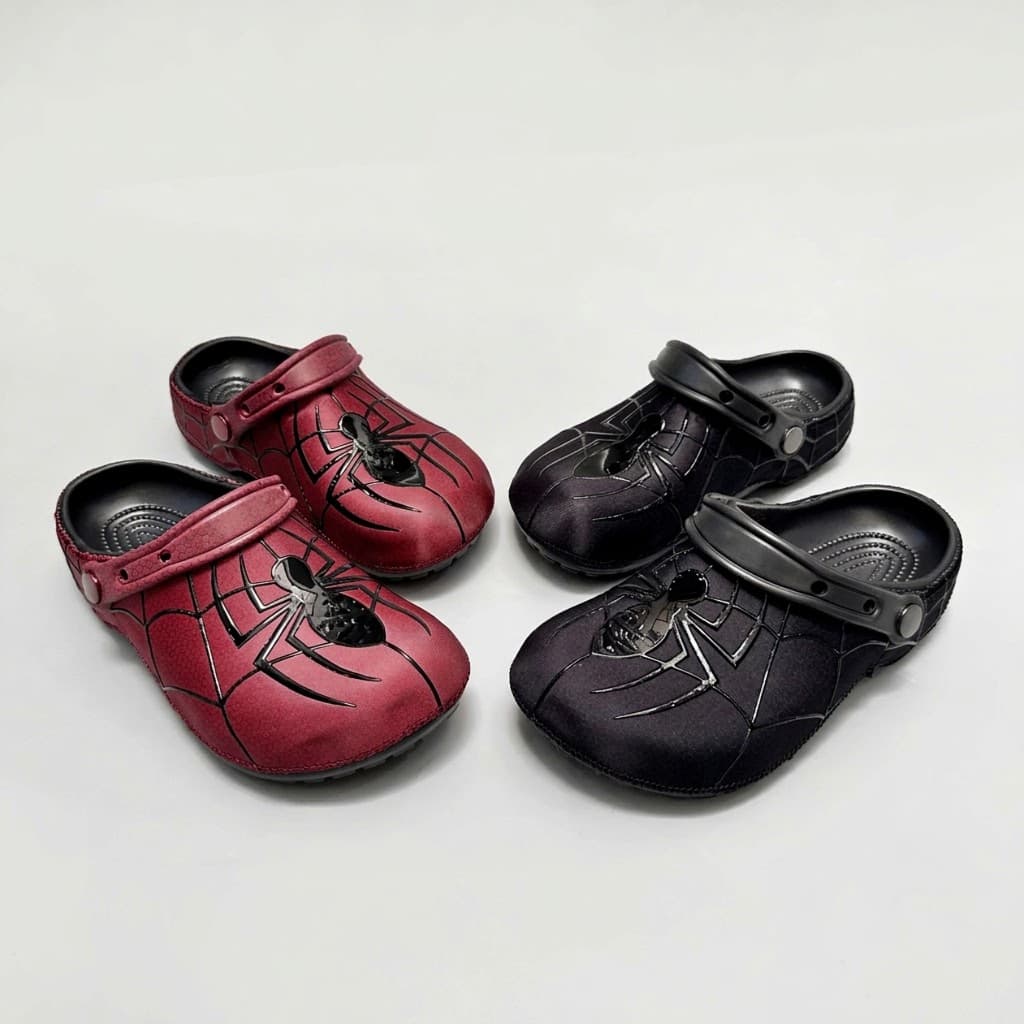 Dép sục classic spiderman, sục nhện đen đỏ phù vải 3D sóng động, sục nam nữ chủ đề nhện, nhựa eva chống trượt