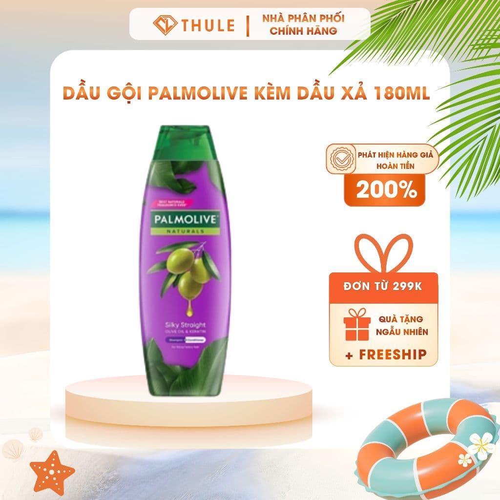 Palmolive Dầu Gội Xả 2in1 Keratin & Dầu Oliu 180ml – Giải Pháp Cho Tóc Xoăn Rối, Suôn Mượt Chỉ Sau Một Lần Gội