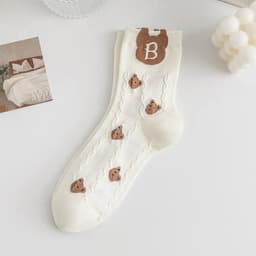 Set Tất Trắng Cổ Cao Nữ Dệt Kim Họa Tiết Gấu Nâu Nhỏ Xinh Xắn Phong Cách Học Đường Hàn Quốc Ngọt Ngào T964 2
