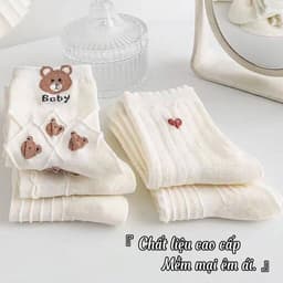 Set Tất Trắng Cổ Cao Nữ Dệt Kim Họa Tiết Gấu Nâu Nhỏ Xinh Xắn Phong Cách Học Đường Hàn Quốc Ngọt Ngào T964 9