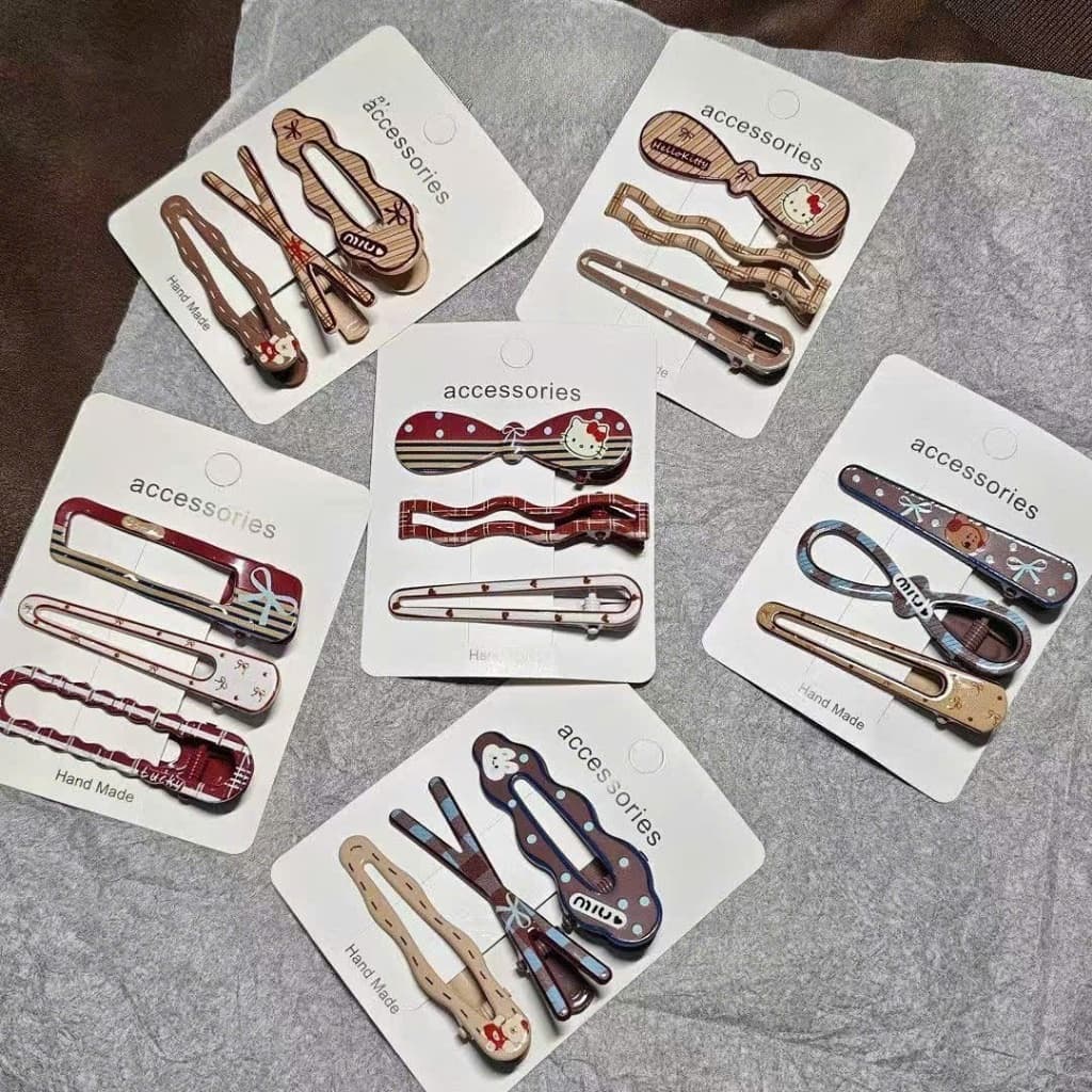 Set 3 kẹp tóc mái kẹo ngọt cặp tóc mái ngọt ngào cho mẹ và bé