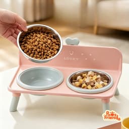 [Có Sẵn] Bộ Bát Ăn Đơn / Đôi Cho Chó Mèo Kèm Đế Nhựa, Bát Inox Đôi Thú Cưng 3