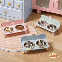 [Có Sẵn] Bộ Bát Ăn Đơn / Đôi Cho Chó Mèo Kèm Đế Nhựa, Bát Inox Đôi Thú Cưng 2
