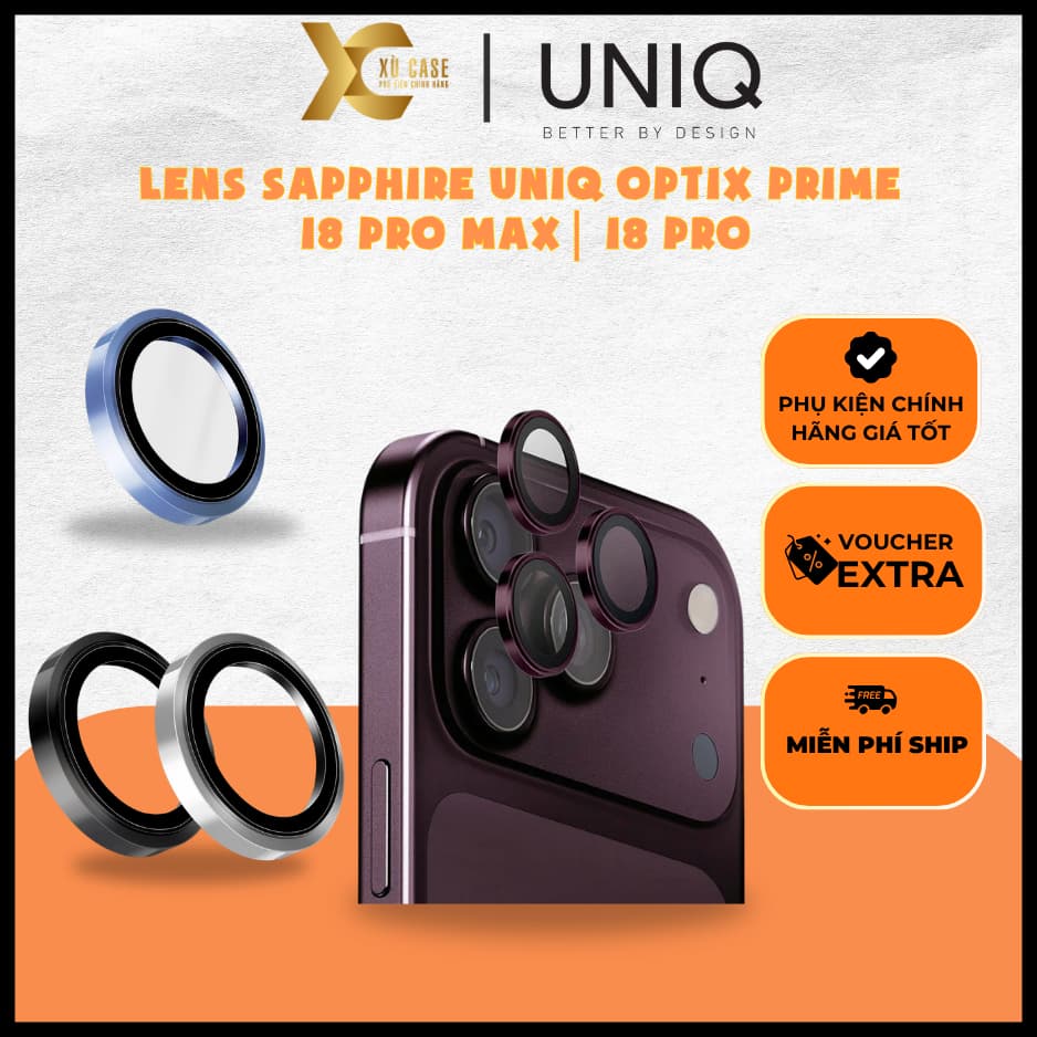 [Có iP18] Lens UNIQ Sapphire OPTIX PRIME Bảo Vệ Camera Hạn Chế Trầy Xước Chính Hãng cho iP 18 Pro Max| 18 Pro