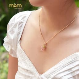 Dây chuyền Kaju đá tự nhiên năng lượng tình duyên học tập tài lộc mix charm mạ vàng - Mầm by Xanh 6