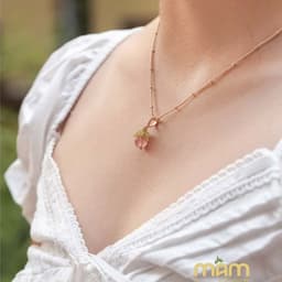 Dây chuyền Kaju đá tự nhiên năng lượng tình duyên học tập tài lộc mix charm mạ vàng - Mầm by Xanh 7