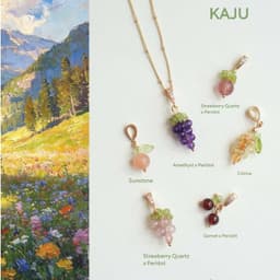 Dây chuyền Kaju đá tự nhiên năng lượng tình duyên học tập tài lộc mix charm mạ vàng - Mầm by Xanh 3