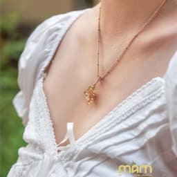 Dây chuyền Kaju đá tự nhiên năng lượng tình duyên học tập tài lộc mix charm mạ vàng - Mầm by Xanh 8
