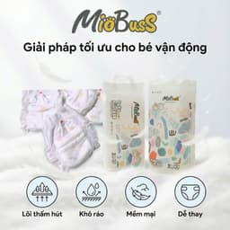 100 Miếng Bỉm Quần Miobuss cho bé, đủ size số 0 đến 5, từ 6-25kg, form bo mông, thấm hút, chống tràn hiệu quả 3