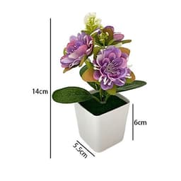 Chậu hoa trà giả mini 3 bông kèm chậu cao 14cm để bàn kệ sách decor nhỏ xinh 2