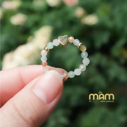 Nhẫn Momiji đá tự nhiên năng lượng tình duyên học tập tài lộc mix charm mạ vàng - Mầm by Xanh 5