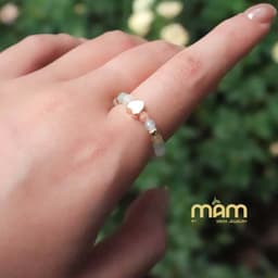 Nhẫn Momiji đá tự nhiên năng lượng tình duyên học tập tài lộc mix charm mạ vàng - Mầm by Xanh 8