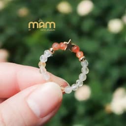 Nhẫn Momiji đá tự nhiên năng lượng tình duyên học tập tài lộc mix charm mạ vàng - Mầm by Xanh 4