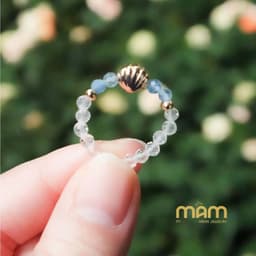 Nhẫn Momiji đá tự nhiên năng lượng tình duyên học tập tài lộc mix charm mạ vàng - Mầm by Xanh 3