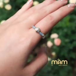Nhẫn Momiji đá tự nhiên năng lượng tình duyên học tập tài lộc mix charm mạ vàng - Mầm by Xanh 9