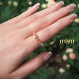 Nhẫn Momiji đá tự nhiên năng lượng tình duyên học tập tài lộc mix charm mạ vàng - Mầm by Xanh 7