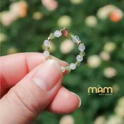 Nhẫn Momiji đá tự nhiên năng lượng tình duyên học tập tài lộc mix charm mạ vàng - Mầm by Xanh 6