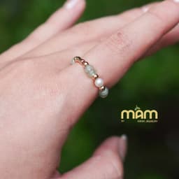Nhẫn Mizuki đá tự nhiên năng lượng tình duyên học tập tài lộc mix charm mạ vàng - Mầm by Xanh 2