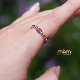 Nhẫn Mizuki đá tự nhiên năng lượng tình duyên học tập tài lộc mix charm mạ vàng - Mầm by Xanh 6