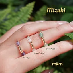 Nhẫn Mizuki đá tự nhiên năng lượng tình duyên học tập tài lộc mix charm mạ vàng - Mầm by Xanh 4