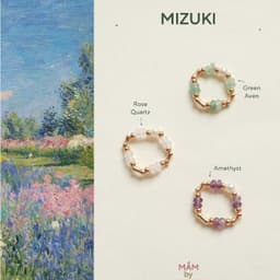Nhẫn Mizuki đá tự nhiên năng lượng tình duyên học tập tài lộc mix charm mạ vàng - Mầm by Xanh 3