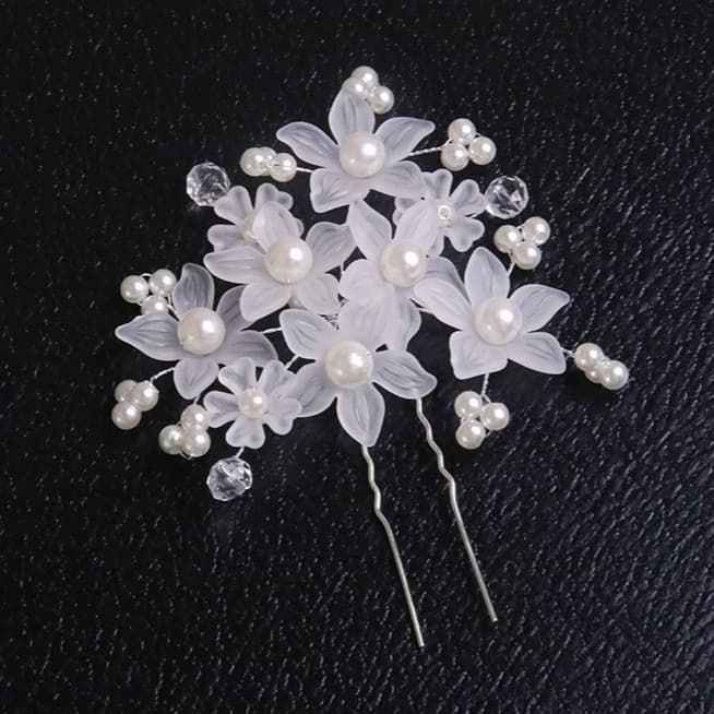 Trâm Cài Tóc Cô Dâu Hoa Lan Nhí Ngoc Trai Pha Lê – Phụ Kiện Tóc Cưới Handmade Thanh Lịch ponny