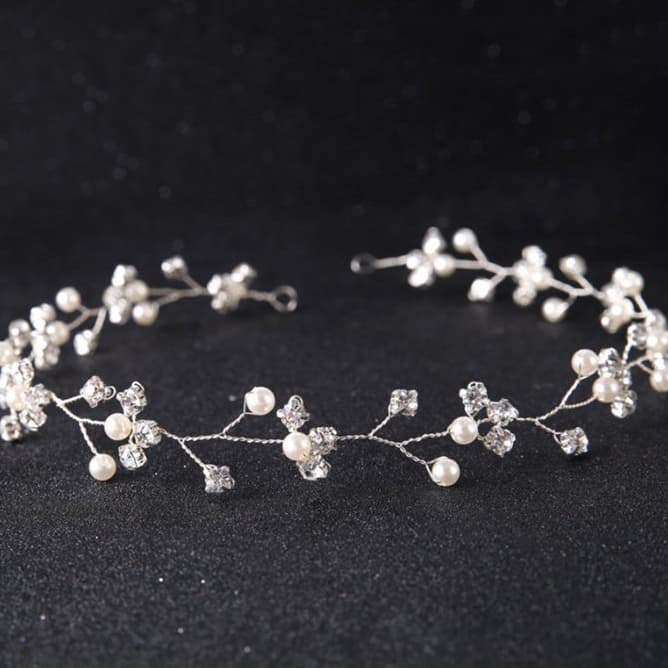 Dây Cài Tóc Cô Dâu Hoa Baby Ngoc Trai Pha Lê – Phụ Kiện Tóc Cưới Handmade Thanh Lịch ponny