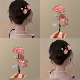Kẹp Cài Tóc Cô Dâu Hoa Sen Hồng 3D – Phụ Kiện Tóc Cưới Handmade Thanh Lịch ponny 1