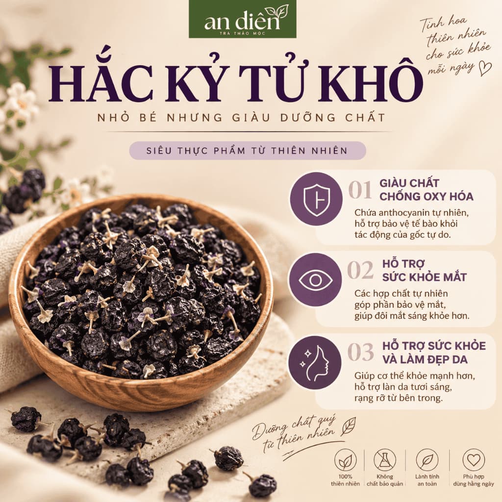[HÀNG LOẠI 1] Hắc kỷ tử, kỷ tử đen sấy khô nguyên quả, giúp sáng mắt, bổ mắt, đẹp da