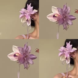 Kẹp Tóc Hoa Mộc Lan Mix Lily Tím – Kẹp Tóc Hoa 3D Phối Áo Dài Nữ Tính ponny 1