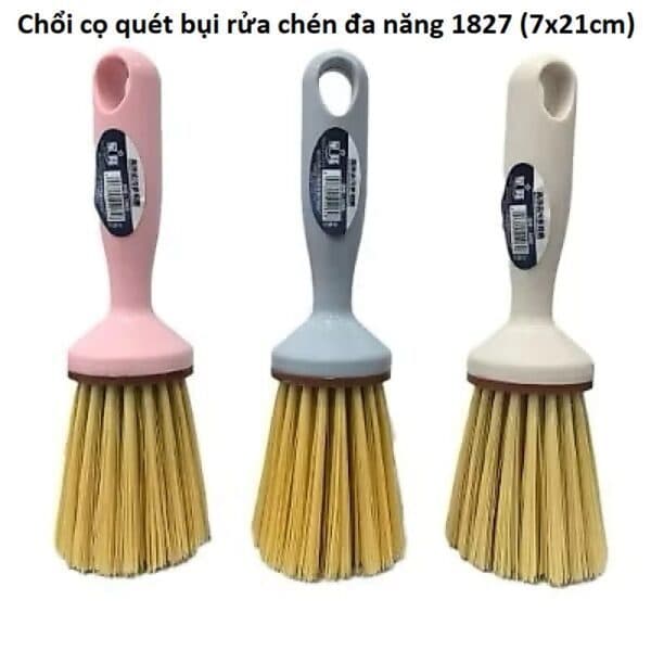 Chổi cọ quét bụi rửa chén đa năng 1827 (7x21cm) và Bộ chổi + ki hốt rác mini (loại rẻ)/ Chà Nồi Xoong inox 21cm. LMS