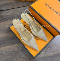 [ Giày Dép Huyền My ] Giày Cao Gót Nữ 7P Slingback Mũi Nhọn Đính Đá Lấp Lánh Sang Chảnh Hàng Cao Cấp Full Hộp - LT70 4