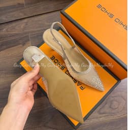 [ Giày Dép Huyền My ] Giày Cao Gót Nữ 7P Slingback Mũi Nhọn Đính Đá Lấp Lánh Sang Chảnh Hàng Cao Cấp Full Hộp - LT70 5