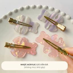 Set 2 Kẹp Tóc Mái Xà Cừ Hình Gấu NHÀ CÚ Phong Cách Sang Trọng Đi Tiệc Hàn Quốc Phụ Kiện Tóc Thanh Lịch 6186 2
