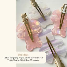 Set 2 Kẹp Tóc Mái Xà Cừ Hình Gấu NHÀ CÚ Phong Cách Sang Trọng Đi Tiệc Hàn Quốc Phụ Kiện Tóc Thanh Lịch 6186 3