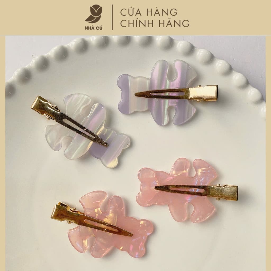 Set 2 Kẹp Tóc Mái Xà Cừ Hình Gấu NHÀ CÚ Phong Cách Sang Trọng Đi Tiệc Hàn Quốc Phụ Kiện Tóc Thanh Lịch 6186