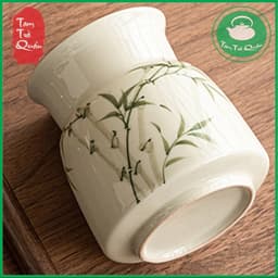 Bộ 5 dụng cụ pha trà, trà cụ kèm bình sứ đựng họa tiết cành trúc 3