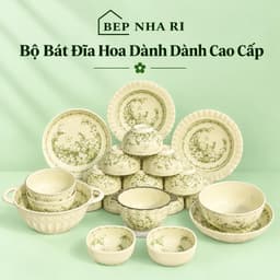 Bộ Bát Đĩa Gốm Sứ Hoa Dành Dành CƠ BẢN Dùng Cho Gia Đình, Quà Tặng Tân Gia Ý Nghĩa Lịch Sự 1