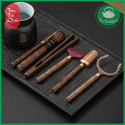Bộ 6 dụng cụ pha trà, trà cụ kèm bình đựng men quặng thô 2