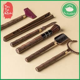 Bộ 6 dụng cụ pha trà, trà cụ kèm bình đựng men quặng thô 4