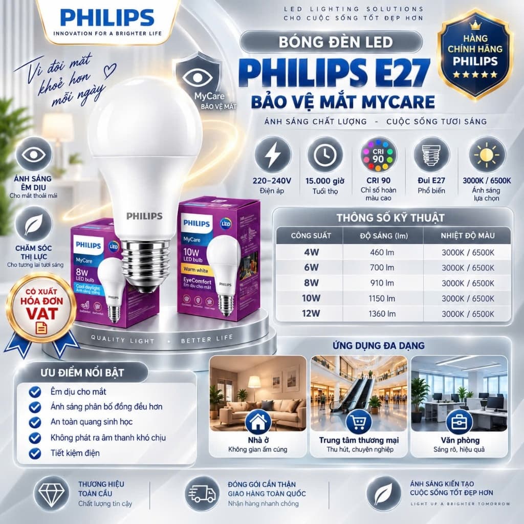 Bóng đèn PHILIPS LED Bulb MyCare E27 - A60 - PHILIPS VIỆT NAM